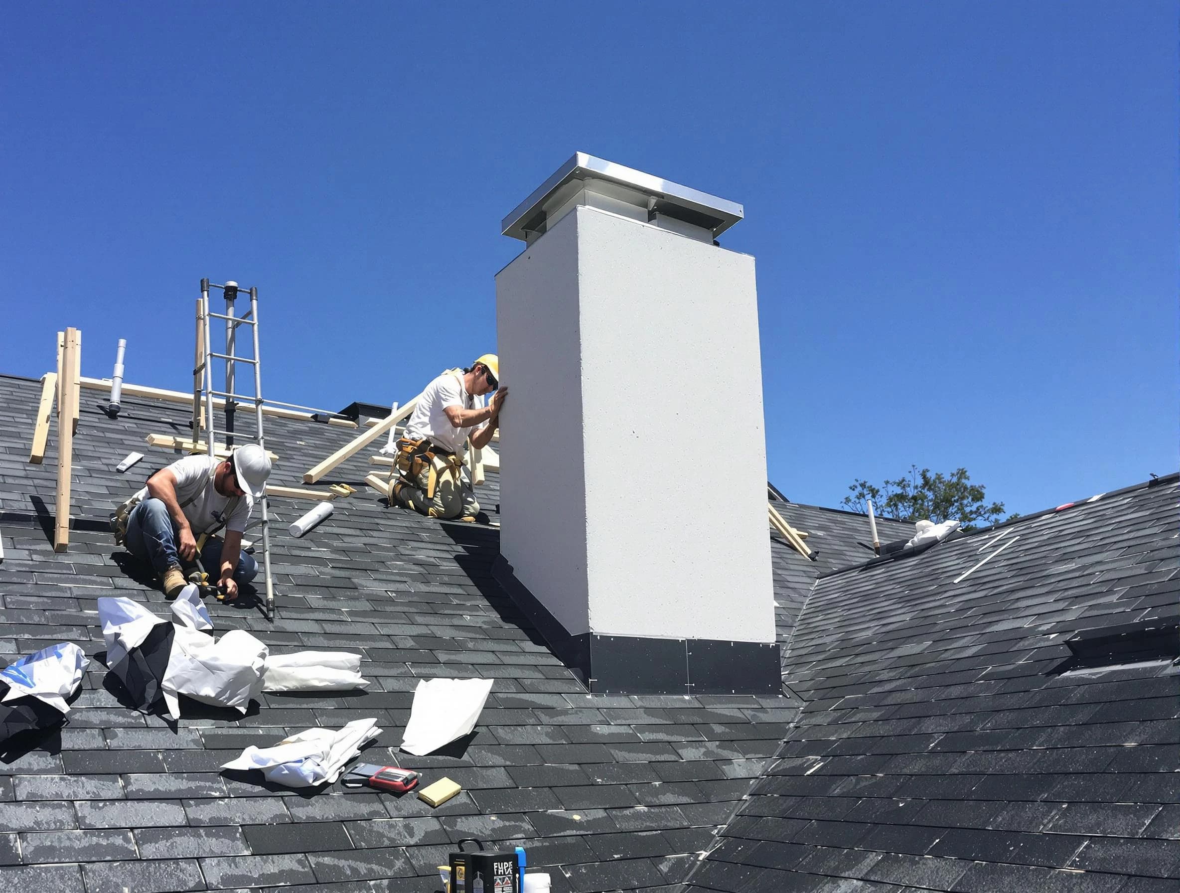 Niwot Chimney Sweep crew installing a new chimney in Niwot, CO