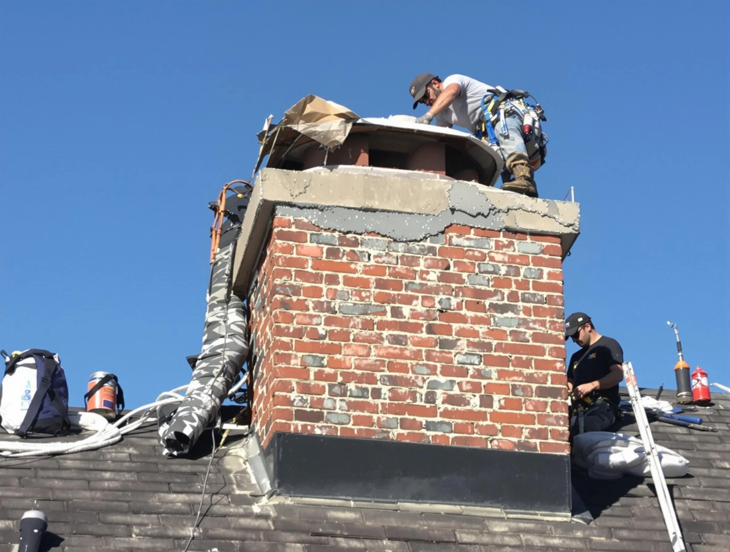 Niwot Chimney Sweep installing a custom chimney crown in Niwot, CO