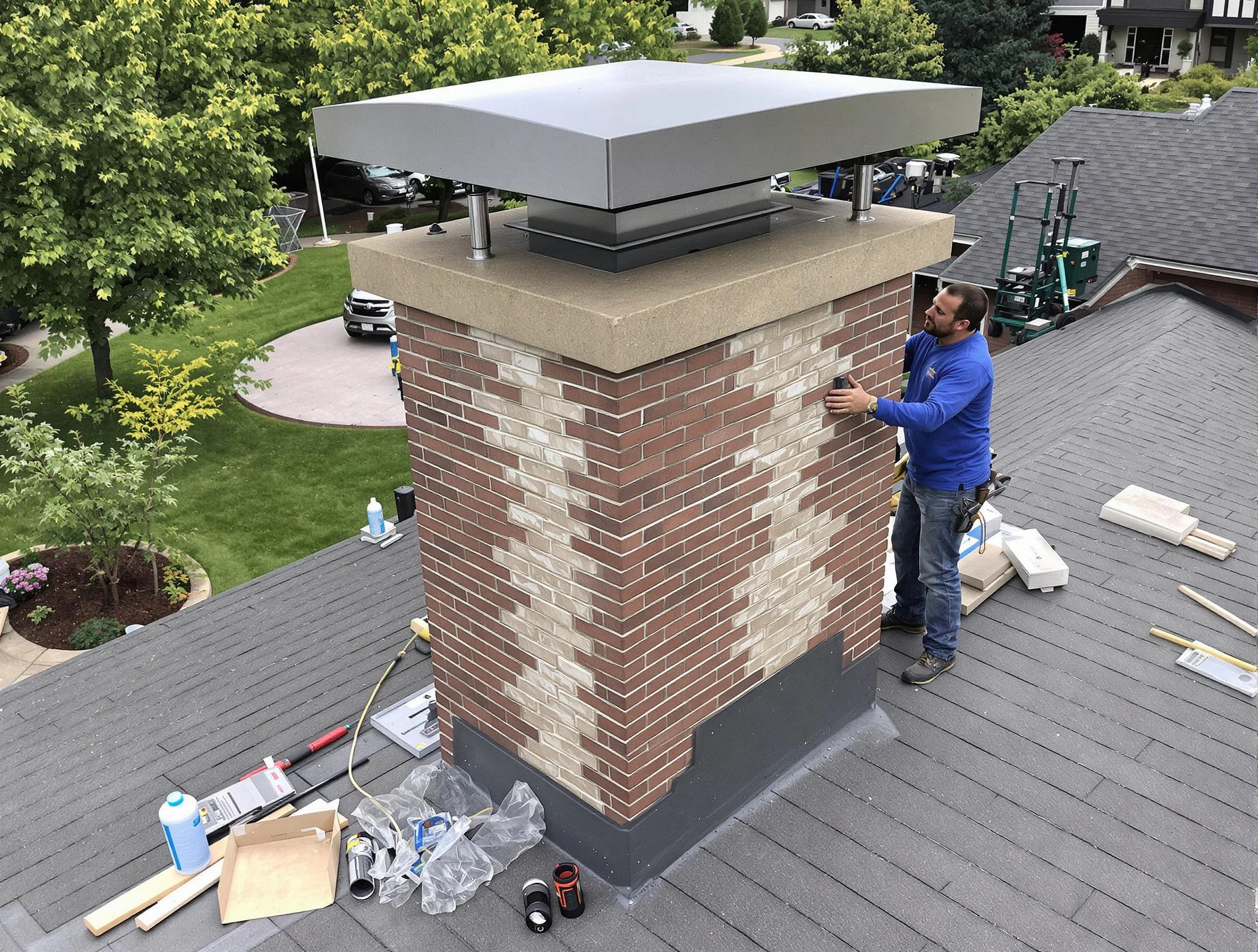 Niwot Chimney Sweep team working on a custom chimney remodel in Niwot, CO