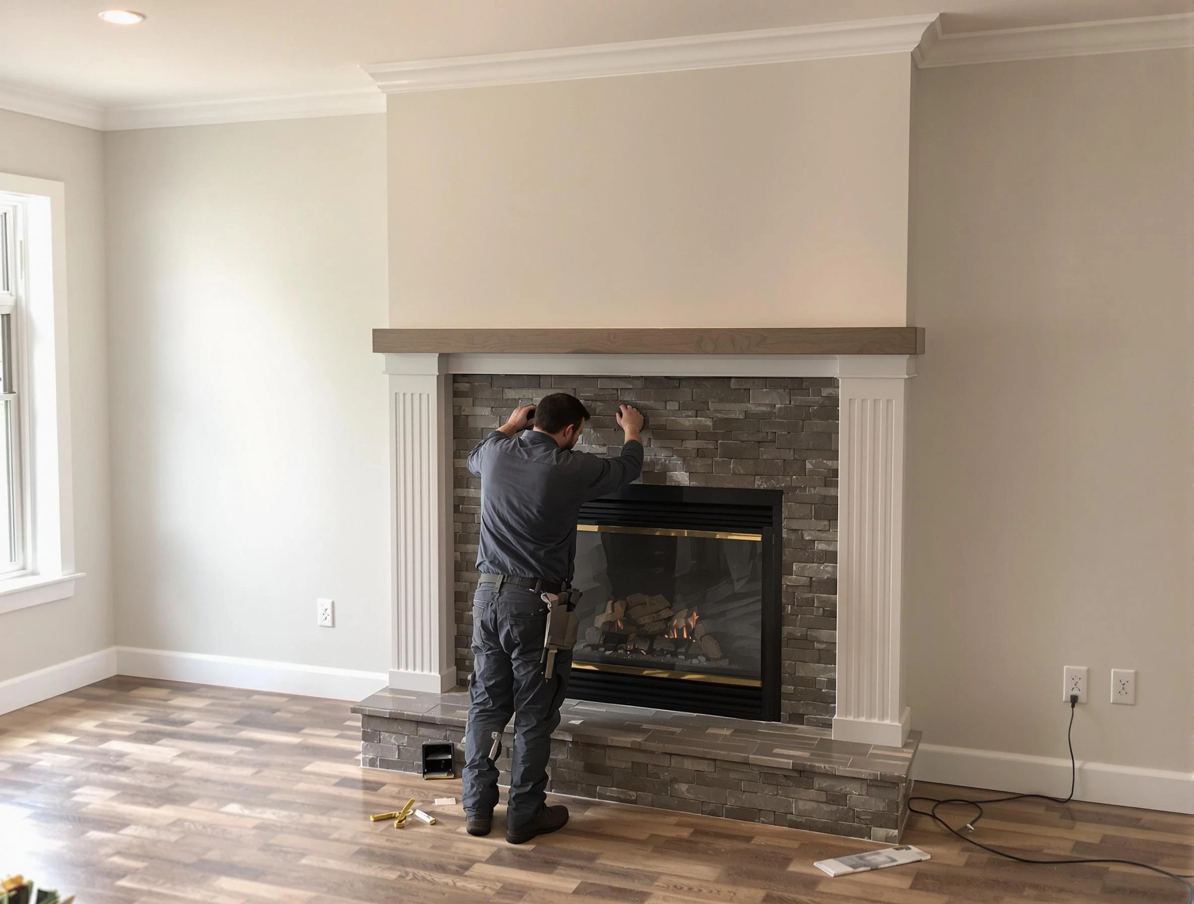 Niwot Chimney Sweep finishing a custom fireplace install in Niwot, CO
